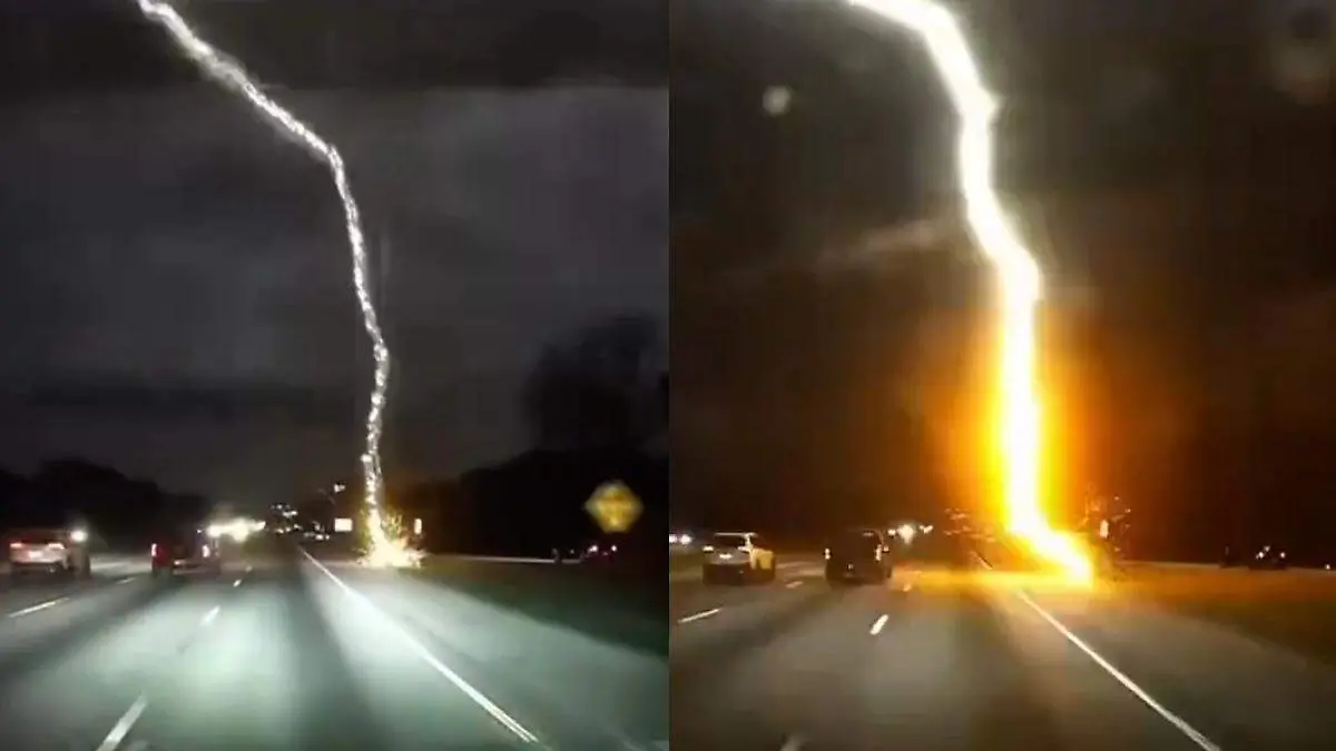 rayo es captado desde automovil